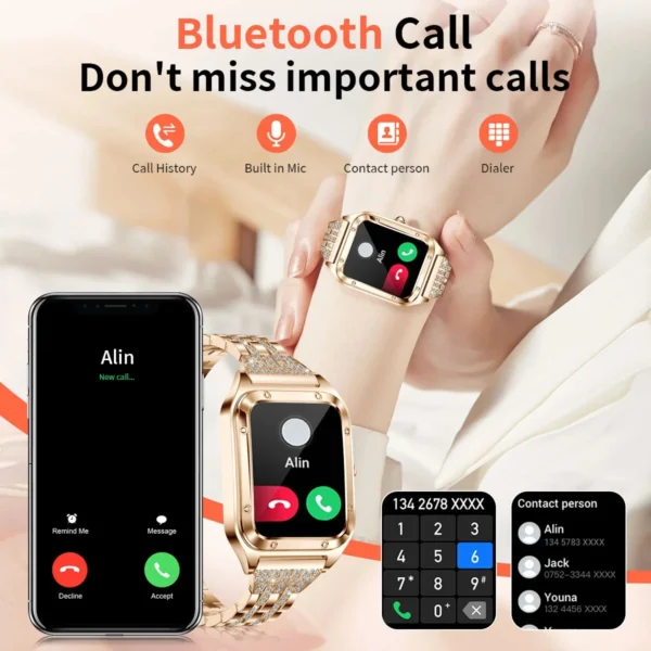 1.57Inch Top Luxury Smart Watch Women Bluetooth Call Blood Pressure Heart rate Sleep Health Monitor Smartwatch For Ladies Gift - Image 2