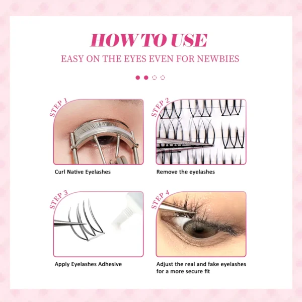 MAGEFY Transparent Plastic Individual Eyelashes Naturally Slim Crossed Lashes Cat Eye Lashes Cute Portable Suitable for Beginner - Image 5