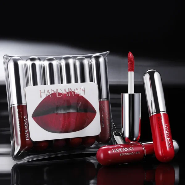 6 Pcs Lipstick Set Make-up for Women Non Stick Cup Waterproof Long lasting Lip Gloss Makeup Matte Lipstick Travel Capsule Style