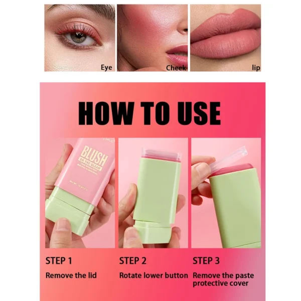 Multi Functional Blush Stick Waterproof Long Lasting Easy Color Delicate Moisture - Image 6
