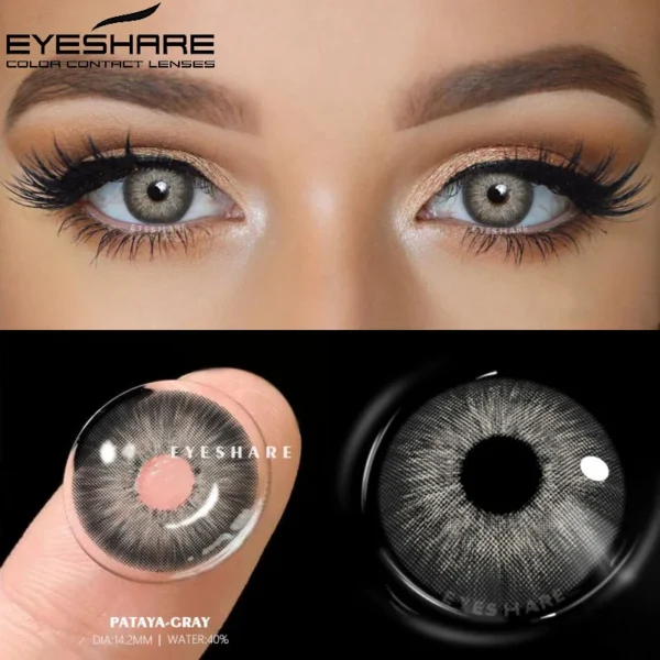 EYESHARE 1Pair Myopia Lenses Color Contact Lenses for Eyes With Diopters Prescription Yaerly Brown Lenses Gray Colored Contacts - Image 4