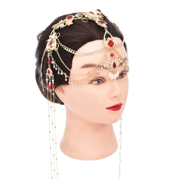 Chinese Style Dreamy Purple Crystal Novel Hair Accessories Hanfu Heart Hollow Chain Retro Bridal Headdress Drop Pendant Hairpin - Image 3