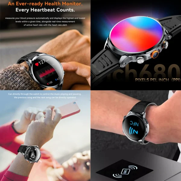 4G Smart Watch 1.95 inch 680*680 AMOLED 8GB+128GB RAM 1100mah 500W Camera GPS WIFI Google APP Download Android 9.0 5G Smartwatch - Image 6