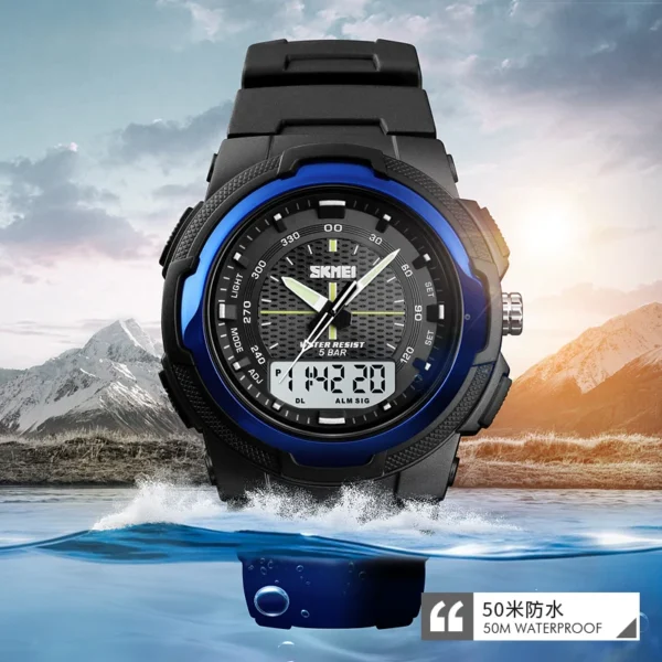 SKMEI Back Light Outdoor Sports Alarm Watch For Mens Military Stopwatch Date Week 5bar Waterproof Dual Time Display Wristwatches - Image 2