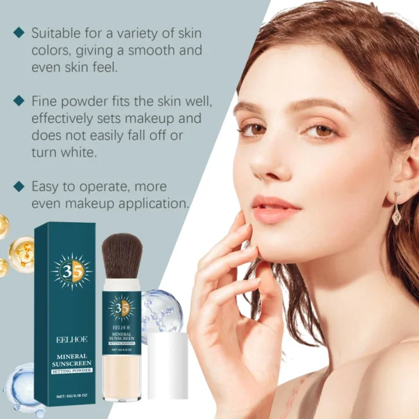 Eelhoe 35+ Sunscreen Setting Powder Oil Controling Keep Drying Highlight Hydrating Makeup 16 Hours Setting Powders for Dark Skin - Image 4