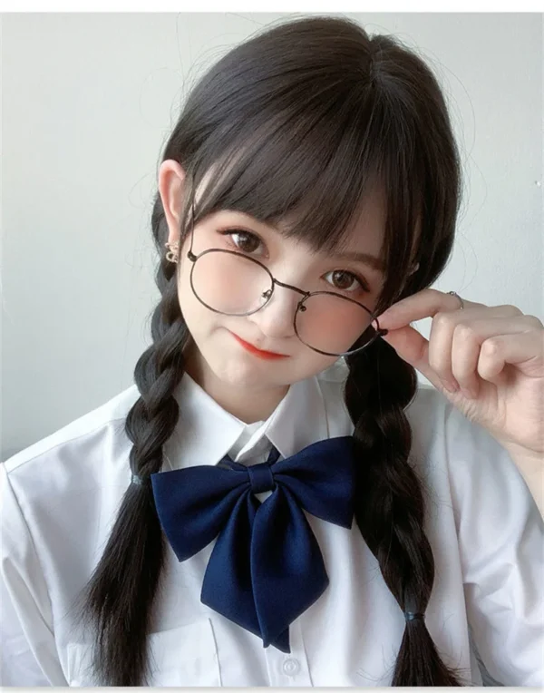 Korea Hair Extensions Synthetic Cute JK Girl Cosplay Air Bangs Wig Breathable Head Cover 50cm Long Straight Wig Hat for Women - Image 5