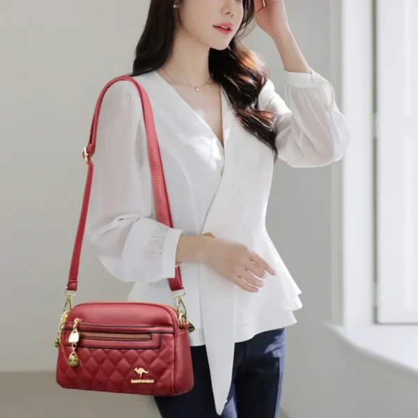 Women Soft Leather Shoulder Bag Simple Designer Solid Color Crossbody Bag Versatile Purses Messenger Commuter Shopper Sac A Main - Image 3
