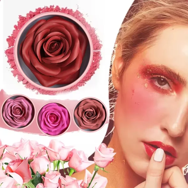 3D Petal Rose Makeup Blush 4 colors Gift Highlighter Rare Beauty Blush Rubor Forma Rosa Real Rose Flower Blush Shimmer Makeup - Image 2