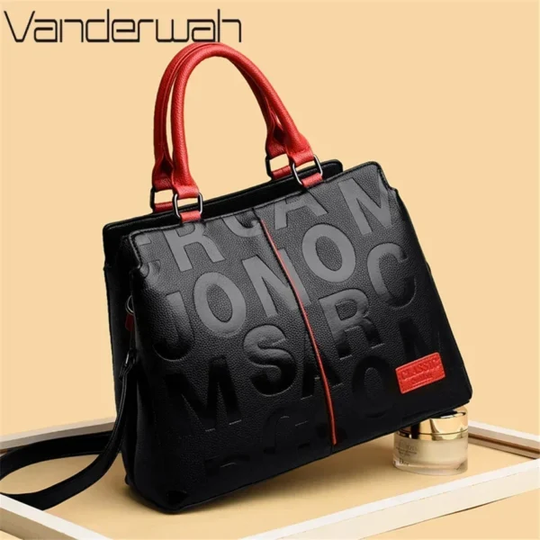 2 Layers Ladies Quality Leather Letter Shoulder Bags for Women 2024 Luxury Handbags Women Bags Designer Large Capacity Tote Bag - Image 2