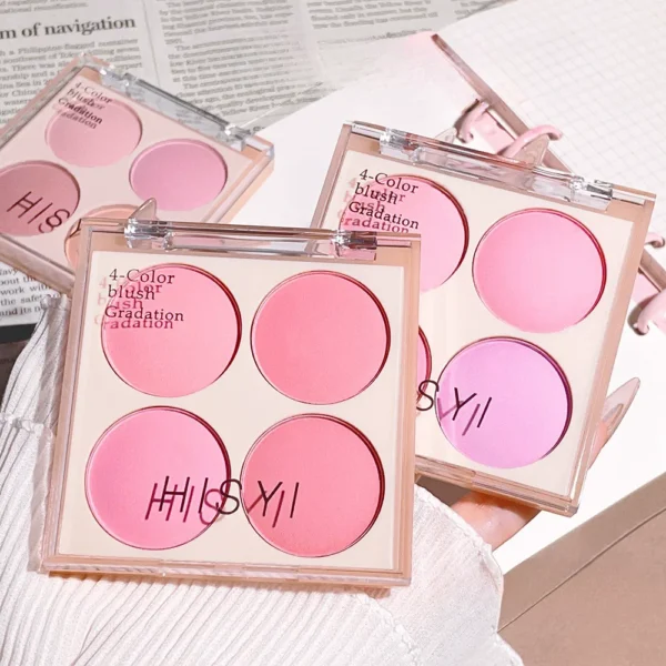 4-color matte blush, peach pink, coral blush powder, Korean low saturation soft fog blush, can lighten, create three-dimensional - Image 6