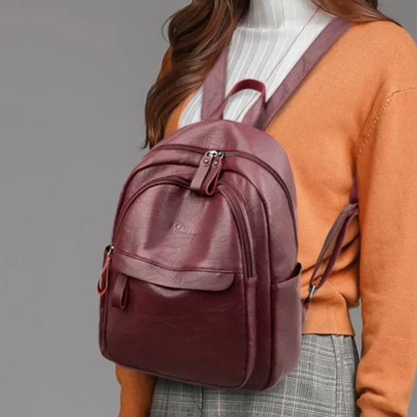 2024 Female Leather Backpacks High Quality Ladies Bagpacks Luxury Designer Large Capacity Casual Daypack Girl Mochilas Sac A Dos - Image 3
