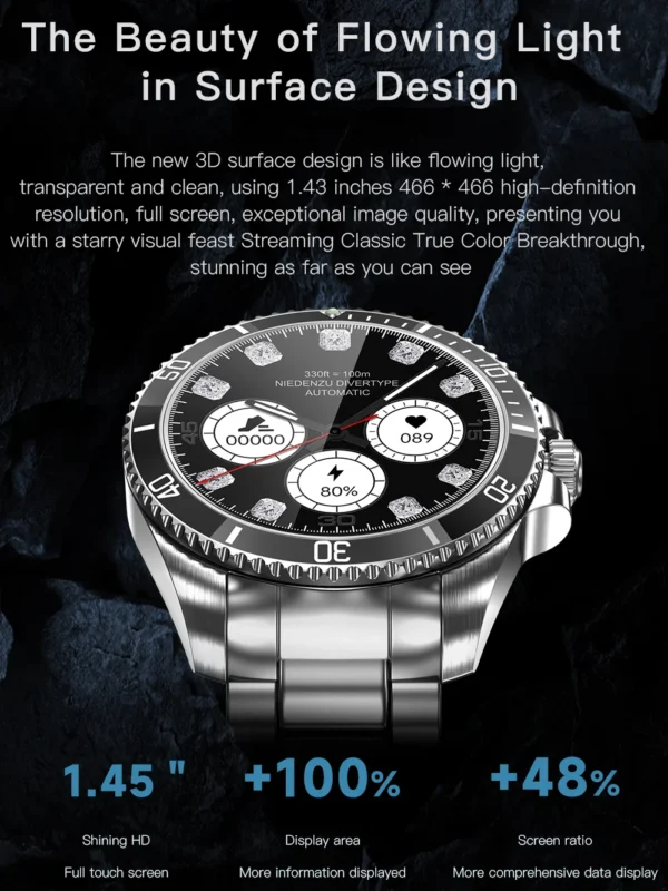 For Rolex New Smart Watch Men Compass GPS Track SmartWatch Amoled Always Displays Temperature Clock BT Call Smartwatch+BOX 2024 - Image 3