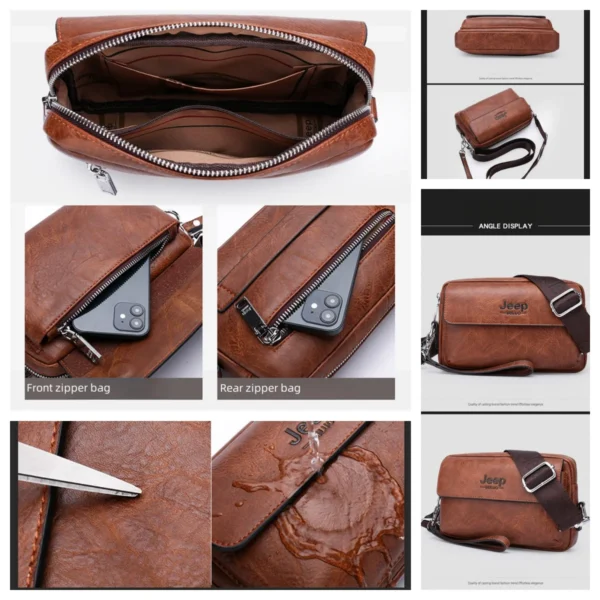 JEEP BULUO Brand Small Men Bags High Quality Leather Shoulder Crossbody Totes Clutch Handbags Business Brown Black Fashion New - Image 4