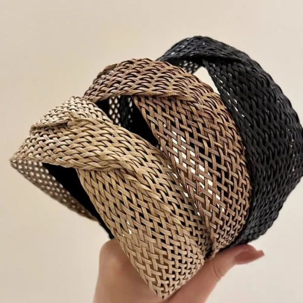 Beach Style Straw Headband Bohe Hair Band Weaving Cross Hair Hoop Summer Women Hairband Wide-Brimmed Headwear Hair Accessories - Image 4
