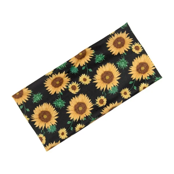Digital print sunflower pastoral style Widen elastic sports yoga headband hairband - Image 6