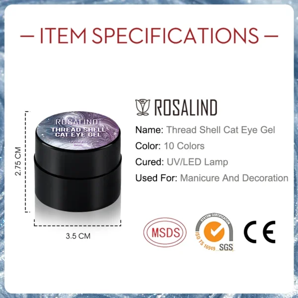 ROSALIND Thread Shell Cat Eye Nail Gel Polish Top Base Coat For Nail Art Semi Permanent Soak Off Varnishes All For Nails New - Image 5