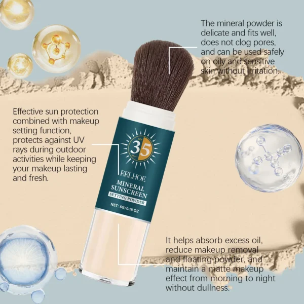 Eelhoe 35+ Sunscreen Setting Powder Oil Controling Keep Drying Highlight Hydrating Makeup 16 Hours Setting Powders for Dark Skin - Image 3