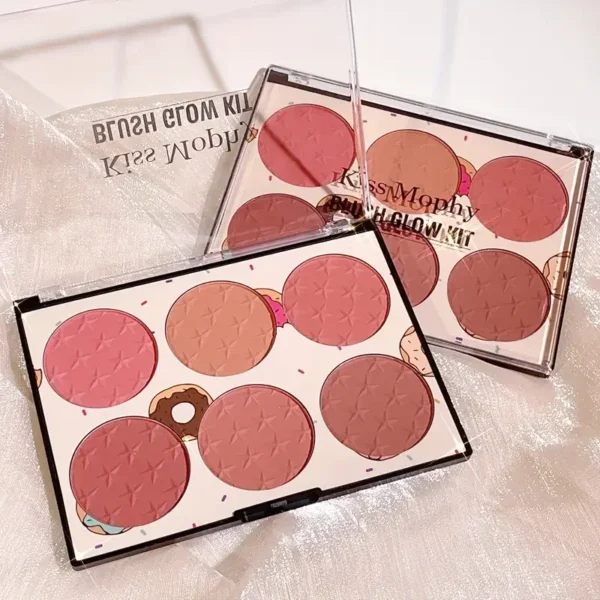 6-color blush palette, matte effect, natural long-lasting, high pigment, daily multi-color makeup set - Image 6