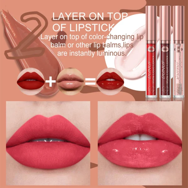 DUNUF Lip Gloss And Lip Oil Set 2-Piece Long-Lasting Waterproof Matte Moisturizing Non-Fading Lipstick Collection - Image 2