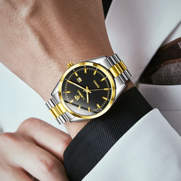 Fashion Luxury Stainless Steel Quartz Wristwatch Classic Business Date Waterproof Luminous Stainless Steel Men Quartz Wristwatch - Image 3