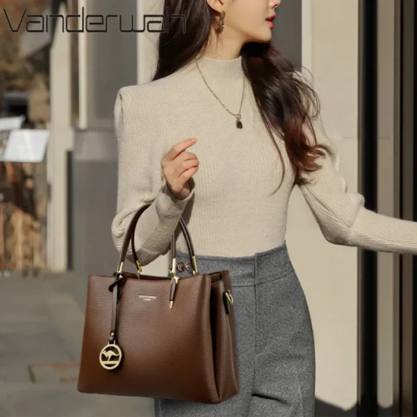 VANDERWAH Luxury Women's Handbags High Quality Soft Leather Shoulder Crossbody Bags Ladies Casual Tote Bag Purse Fashion Sac - Image 2