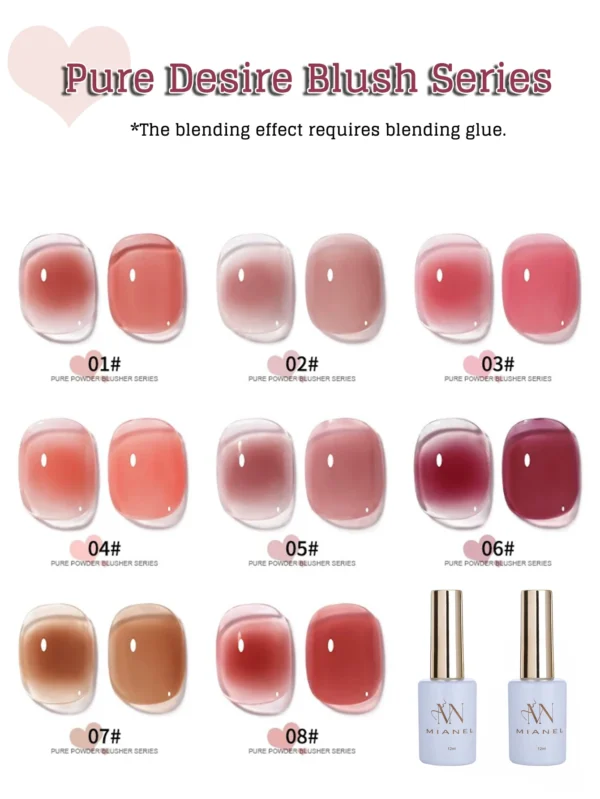 MIANEL 1-24pcs 12ML Pure Desire Blush Jelly Gel Nail Polish Whitening Ice-clear Nude Nail Polish Pink Nails Summer Nails - Image 5