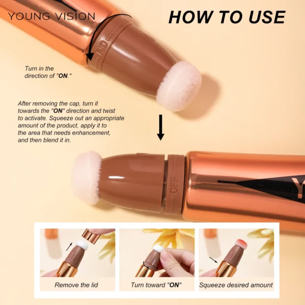 YOUNG VISION air cushion, powder blusher, high gloss stick, makeup liquid, rouge, 6 colors optional - Image 2