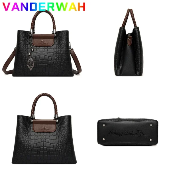 Genuine Brand Leather 3 Layers Alligator Crossbody Bag for Women Female Shoulder Messenger Sac Luxury Designer Ladies Handbags - Image 5