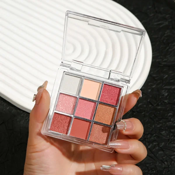Makeup Eye Shadow Earth Color Beauty Eye Shadow Cosmetics Nine Color Sequins Glitter Pearlescent Matte Eye Shadow Palette - Image 6
