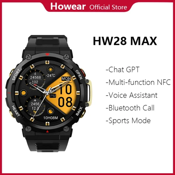 Smart Watch Men 2025 New Bluetooth Call for Android IOS Fitness Tracker Motion IP67 Waterproof Miltary SmartWatch HW28 MAX NFC