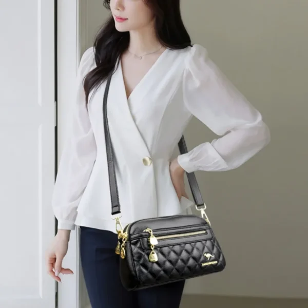 Women Soft Leather Shoulder Bag Simple Designer Solid Color Crossbody Bag Versatile Purses Messenger Commuter Shopper Sac A Main - Image 2