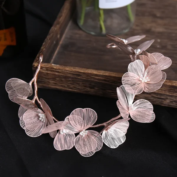 Flower Headband Pearl Crystal Hairband Earrings Elegant Party Tiara Crown Bridal Hair Jewelry Wedding Hair Accessories For Women - Image 3