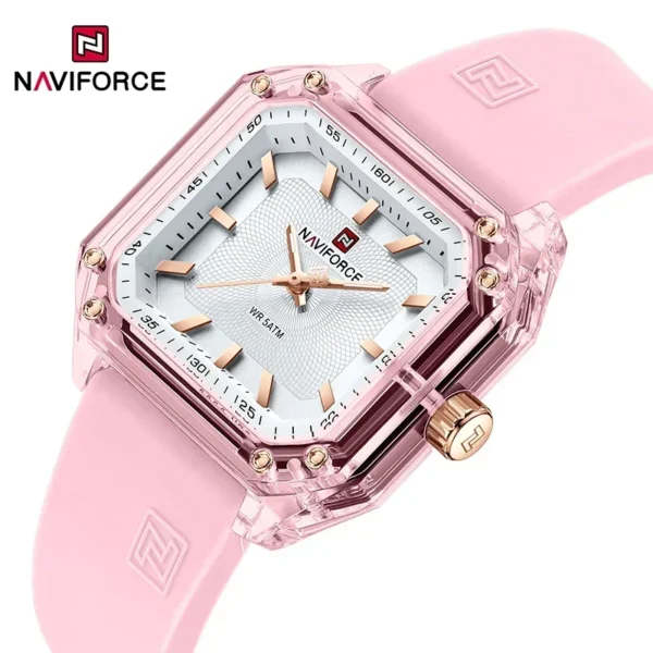 NAVIFORCE NF7106 Ladies Wristwatch Quartz Sports Casual Watches for Women 5ATM Water Resistant Silica Band Female Gift Clock