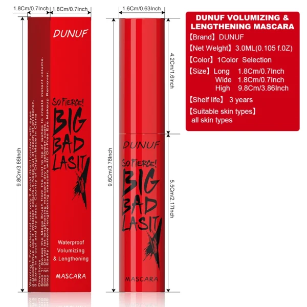 DUNUF 1 Pcs Long Lasting Mascara Thin Thick Waterproof Curl does not Easily Stain Sweat-proof and Non-smudging Beginner Friendly - Image 6