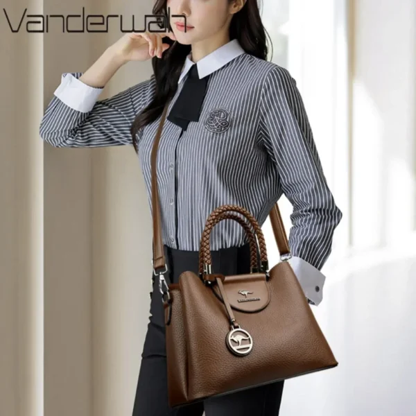 VANDERWAH 3 Layer Design Women's Handbags Luxury Designer Shoulder Crossbody Bags High Quality PU Leather Ladies Casual Tote Bag - Image 3