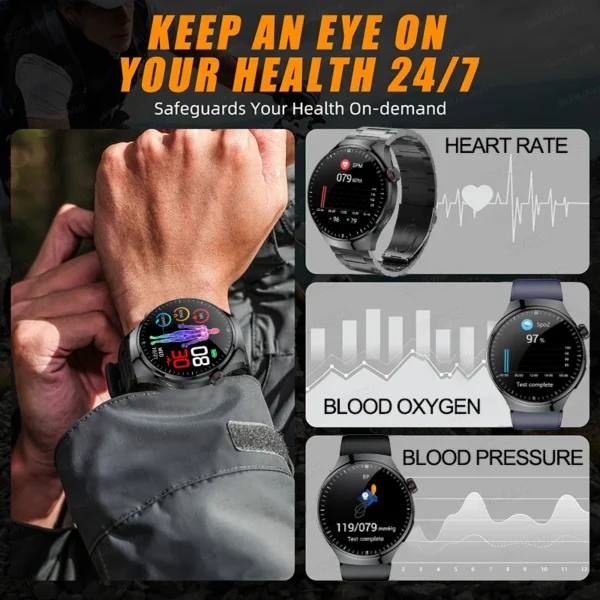 2025 New Blood Lipids Uric Acid Blood pressure Smart Watch Men ECG+PPG Fitness Tracker Clock Heart Rate Bluetooth call Smartwatc - Image 3