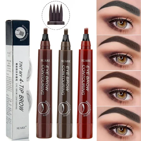 4 Fork Eyebrow Pencil Natural Waterproof Anti-sweat Lasting Liquid Does Not Faint Dye Extremely Fine Eyebrow Pencil Makeup Tool - Image 6