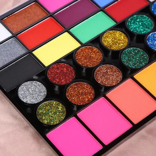 42 Colors Water Soluble Face Body Painting Set UV Neon Glitter Face Paint Art Halloween Christmas Party Body Paint Makeup Kit - Image 4