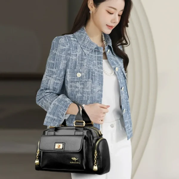 High Quality PU Leather Shoulder Bag for Women Crossbody Tote Hand Bag Ladies Messenger Multi-pocket Handbag for Daily Commuting - Image 4