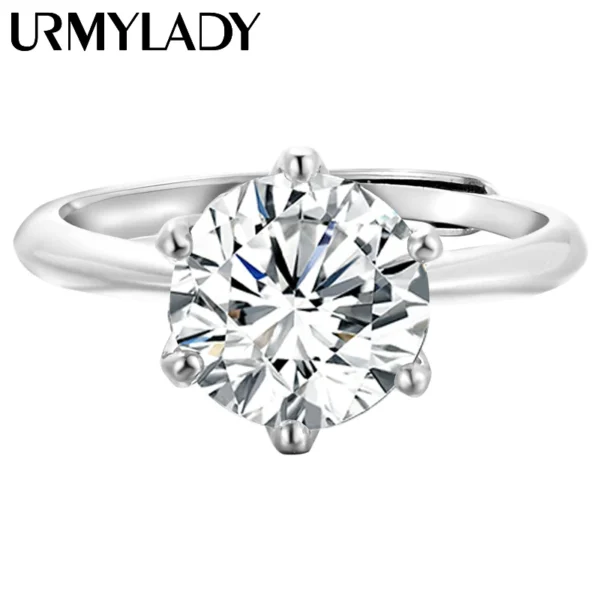 URMYLADY GRA Certified 1-3CT Moissanite Ring VVS1 Lab Diamond Adjustable Ring for Women Engagement Promise Wedding Band Jewelry - Image 4