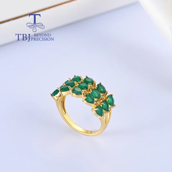 Vintage gorgeous designer Natural green agate gemstone ring Light luxury women and girl anniversary & Birthday & holiday gift - Image 5