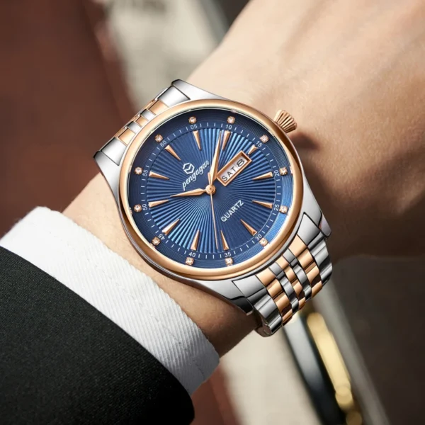 PENGAGAR Luxury Watch 2025 New Business Waterproof Male Clock Luminous DateStainless Steel Square Quartz Men Watch reloj hombre - Image 3