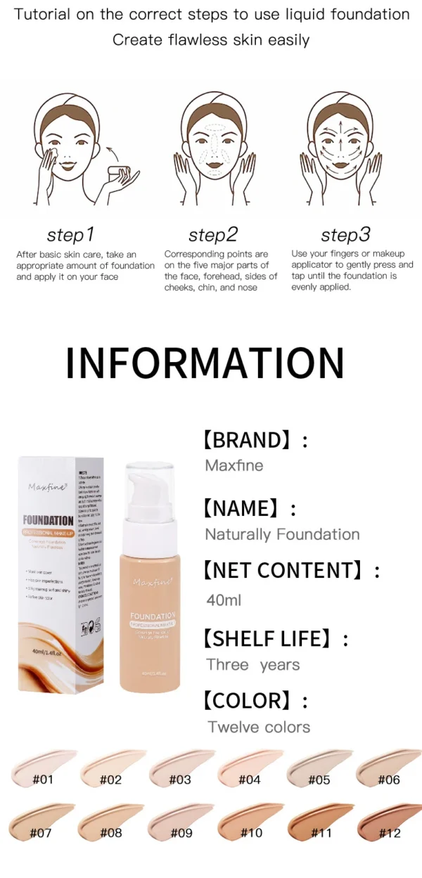 Liquid Foundation Effective Concealer Waterproof Sweat-resistant Makeup Professional Cosmetics - Image 5