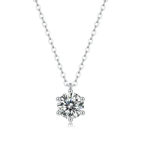 925 Sterling Silver Moissanite Classic 6 Prong Pendant Necklace Decoration High Fashion Wedding Anniversary Gift for Couple - Image 2