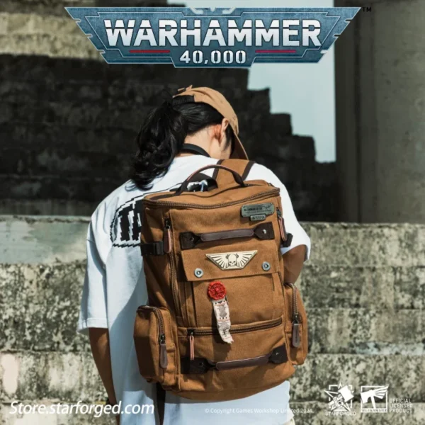 Starforged Death Korps of Krieg Backpack Warhammer 40K Game Genuine Peripheral Brown Large Capacity Backpack Computer Handbag - Image 2