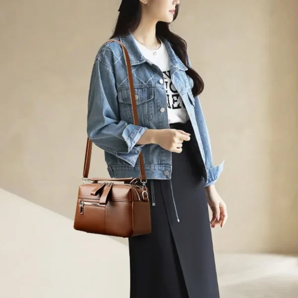 Fashion Top-Handle Bags For Women Luxury Leather Handbag Ladies Shoulder Crossbody Bag High Quality Solid Color Messenger Sac - Image 2