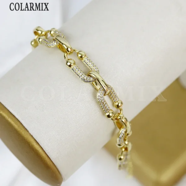 Classic Zircon U Shape Bracelet 18K Gold Plated Gold Chains Fashion Jewelry Style 40435