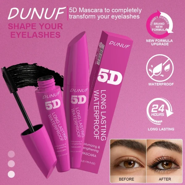 5D Waterproof Mascara Cream Thick Slender 24h Volumizing Lash Makeup Eyelash Curling Lengthening Lasting Eyelash Cream - Image 4