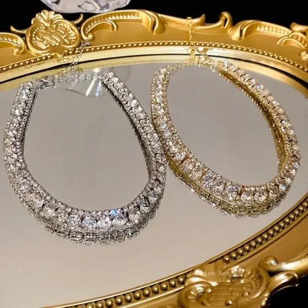 Fashionable Square Earrings Necklace Set Luxury Lightweight Clavicle Chain Personalized High-end Neckwear Women Shapepattern - Image 3