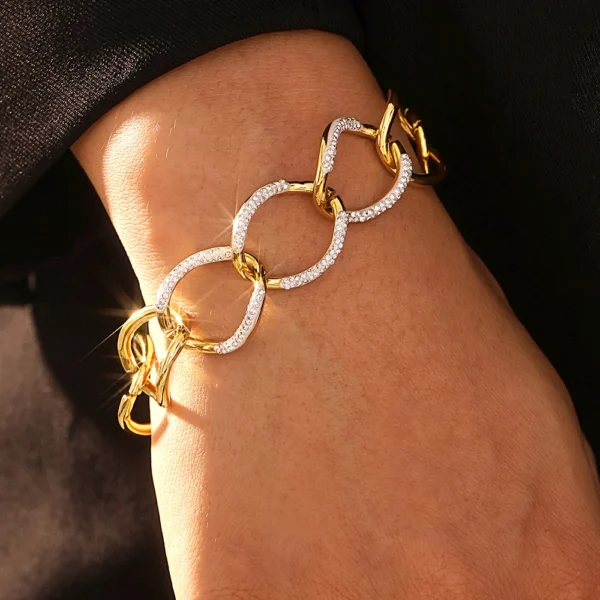 Trendy Chain Design Stainless Steel Bangle For Women Charm Bracelet Luxury Charm Jewelry Wedding Banquet Gift - Image 2